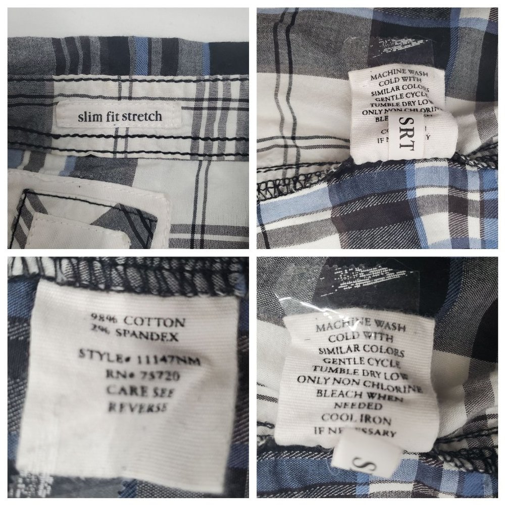 BKE Men's Slim Fit Stretch Blue/Gray Plaid Snap Front Long Sleeve Shirt X-Large - Picture 11 of 12